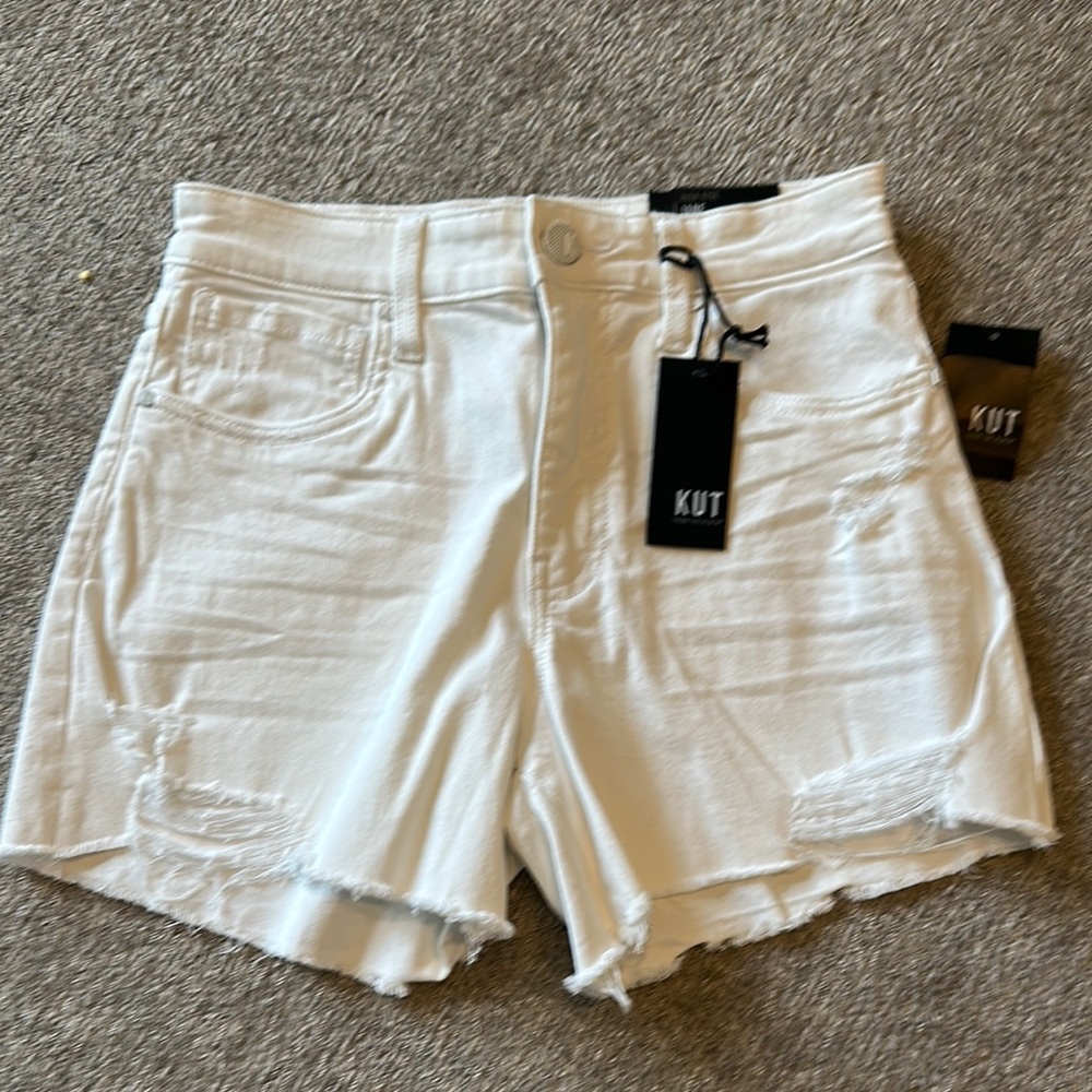 Kut from the Kloth Women's White Denim Shorts SZ: 0